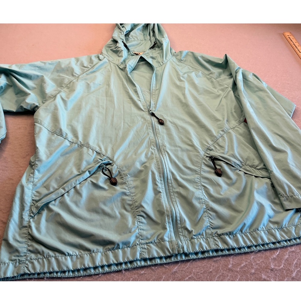 Woolrich Vintage Windbreaker Hooded Full Zip‎ Jacket Teal Blue Large Gorpcore